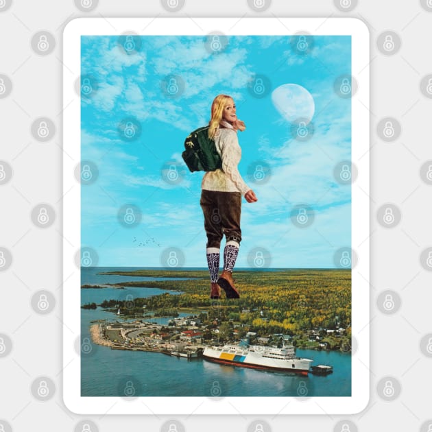 Hiking The World - Surreal/Collage Art Magnet by DIGOUTTHESKY